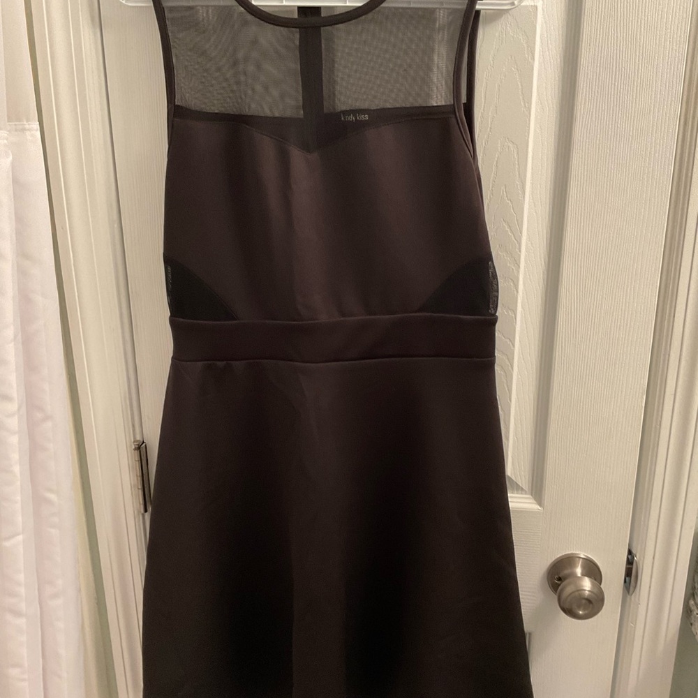 Kandy Kiss - Sweetheart Illusion Neckline Black Mini Dress Size 14